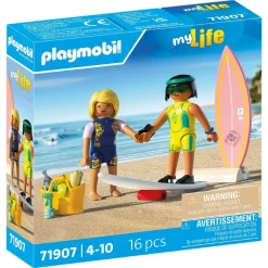 Playmobil Cours de surf à la plage, 2 personnages My Life 71907^ Le Sport, Les Loisirs Et Les Vacances