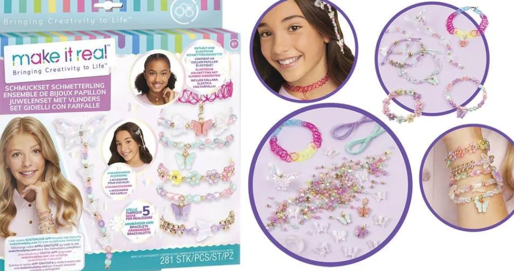 Lansay Création De Bijoux Papillons - Make It Real^ Perles, Bijoux Et Perles À Repasser