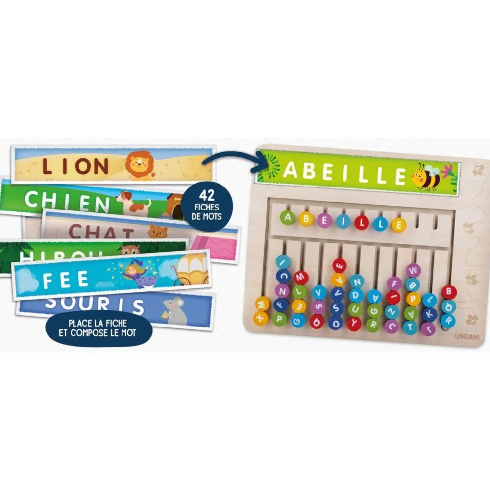 Lisciani Giochi Crée des mots - Compose-mots Montessori^ Apprentissage Des Lettres Et Écritures