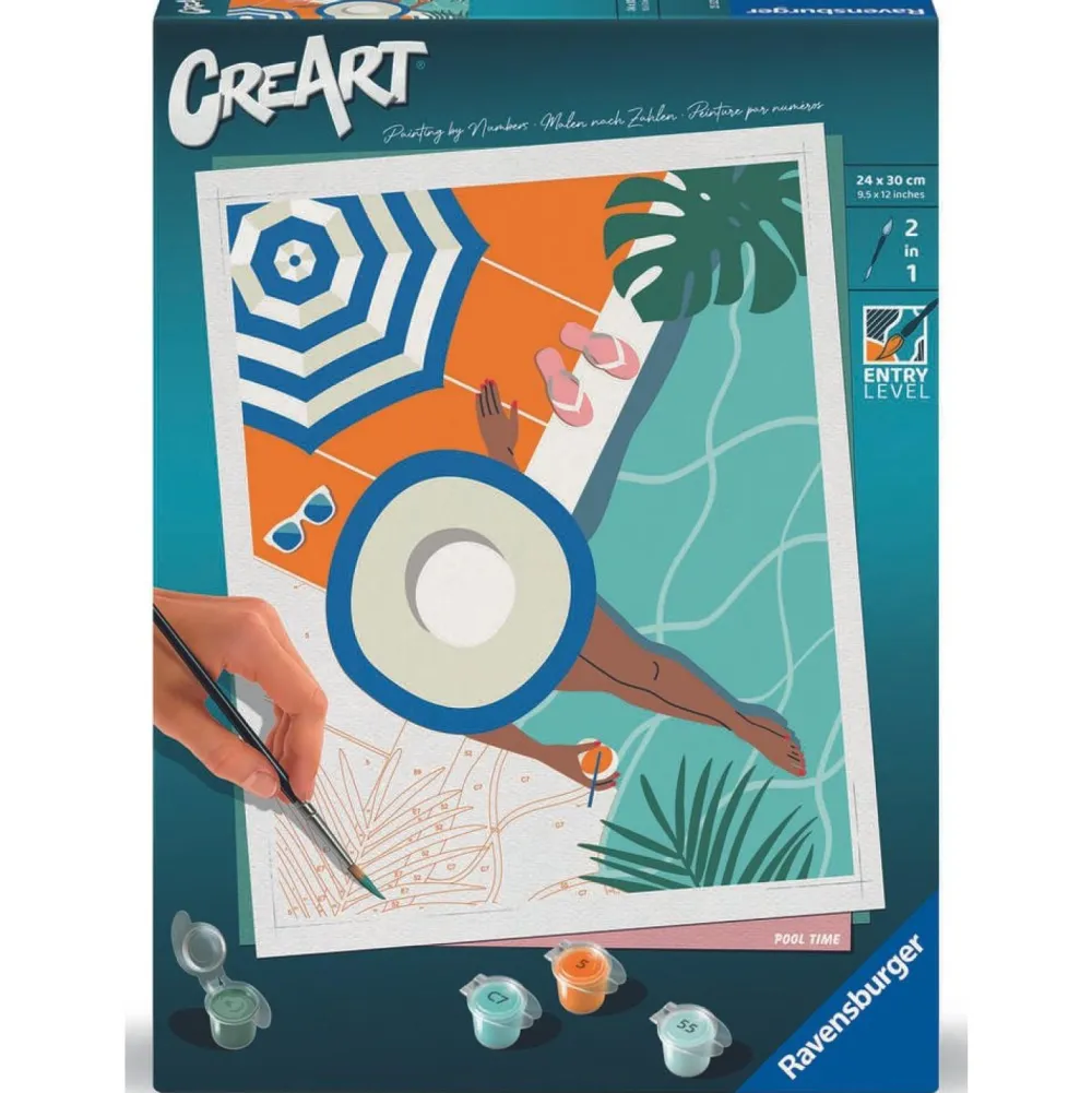 Ravensburger CreArt Peinture aux numéros Pool Time 24x30 cm^ Peinture