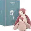 Kaloo Duo De Peluches Manchots Roses Doux Et Rassurants Avec Rubans En C^ Doudous