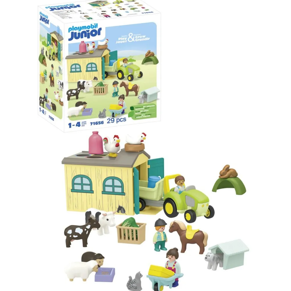 Playmobil Ferme avec Tracteur Junior 71656^ La Ferme Et L'Univers Agricole|Les Figurines Interactives Et À Fonction