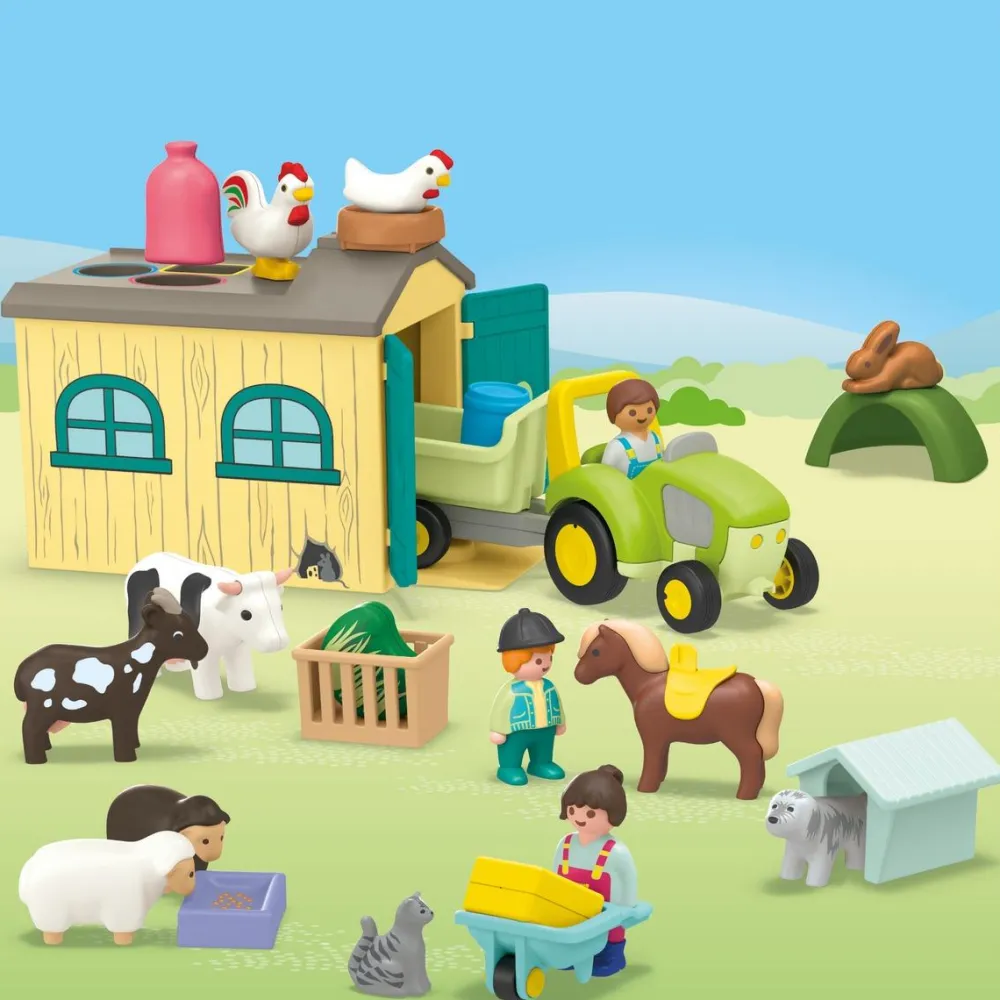 Playmobil Ferme avec Tracteur Junior 71656^ La Ferme Et L'Univers Agricole|Les Figurines Interactives Et À Fonction
