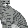 Jekca Figurine Chat tigré gris clair assis Bloc de construction^ Ferme, Univers Agricoles Et Animaux