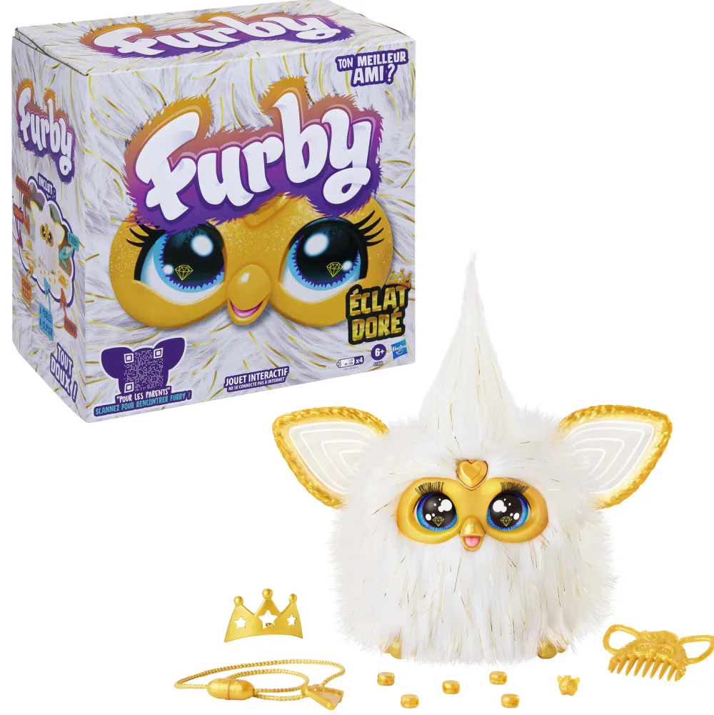 Hasbro Furby éclat doré^ Peluches Électroniques Interactives
