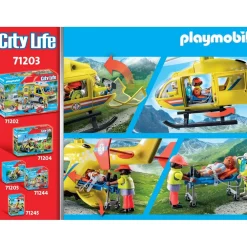 Playmobil Hélicoptère de secours City Life 71203^ La Ville, La Police Et Les Secours