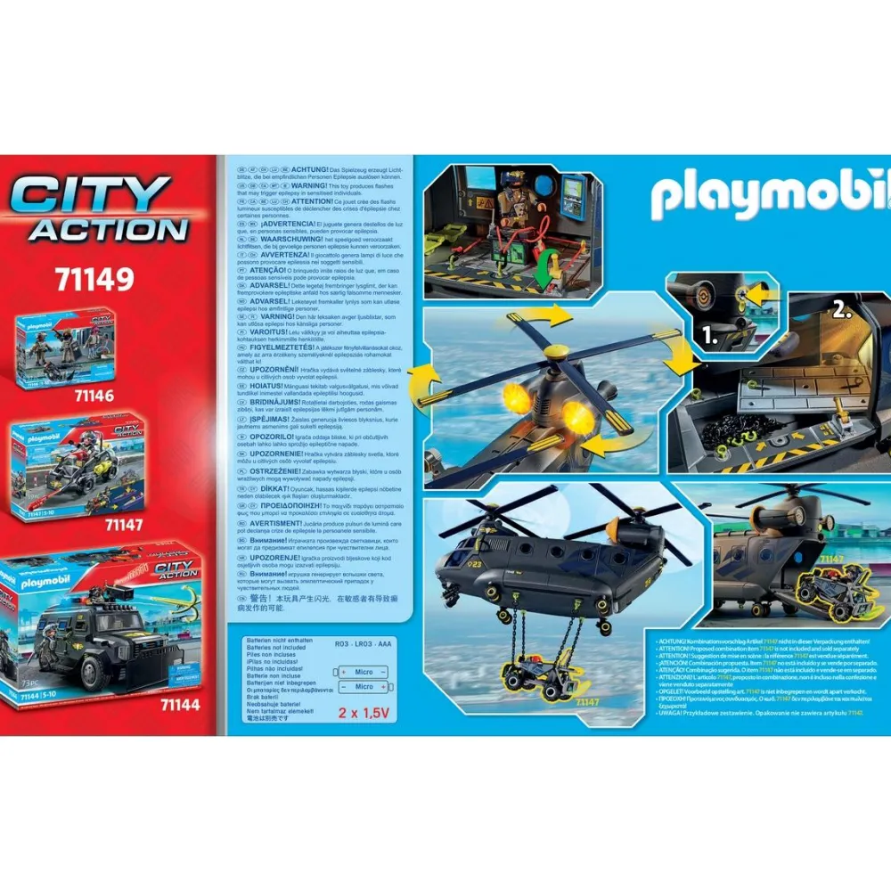 Playmobil Hélicoptère des Forces spéciales City Action 71149^ La Ville, La Police Et Les Secours