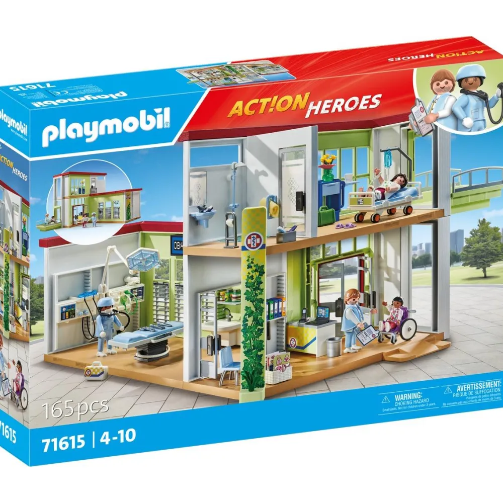 Playmobil Hôpital aménagé avec toit végétal Action Heroes 71615^ La Ville, La Police Et Les Secours