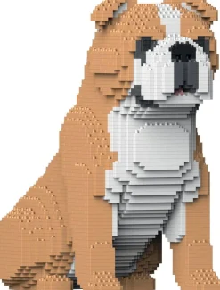 Jekca Jecka Blocs De Construction - Chien Bulldog Anglais 4 En 1 Beige Standard^ Ferme, Univers Agricoles Et Animaux