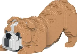 Jekca Jecka Blocs De Construction - Chien Bulldog Anglais 4 En 1 Beige Standard^ Ferme, Univers Agricoles Et Animaux