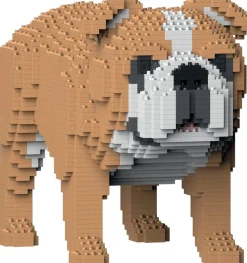 Jekca Jecka Blocs De Construction - Chien Bulldog Anglais 4 En 1 Beige Standard^ Ferme, Univers Agricoles Et Animaux