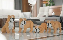 Jekca Jecka Blocs De Construction - Chien Bulldog Anglais 4 En 1 Beige Standard^ Ferme, Univers Agricoles Et Animaux