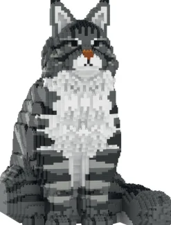 Jekca Jecka, Blocs De Construction - Chat Maine Coon Gris Assis^ Ferme, Univers Agricoles Et Animaux