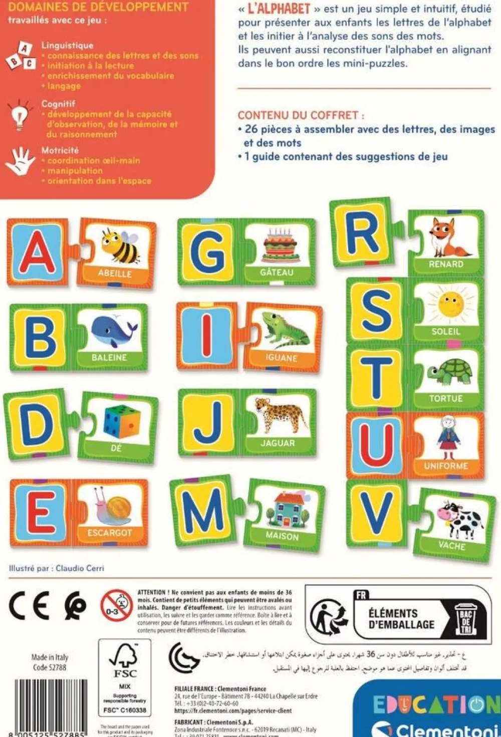 Clementoni Jeu De Société Lalphabet^ Apprentissage Des Lettres Et Écritures