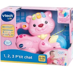 Varta Jouet à tirer - 1,2,3 P'tit chat rose^ Trotteurs, Pousseurs, Porteurs Et Bascules|Jouets D'Éveil Électroniques