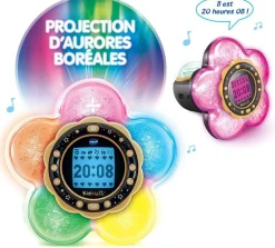 Varta Kidimagic Galaxy Light Violet, Radio-réveil Magique 9 en 1 en forme de fleur^ Réveils