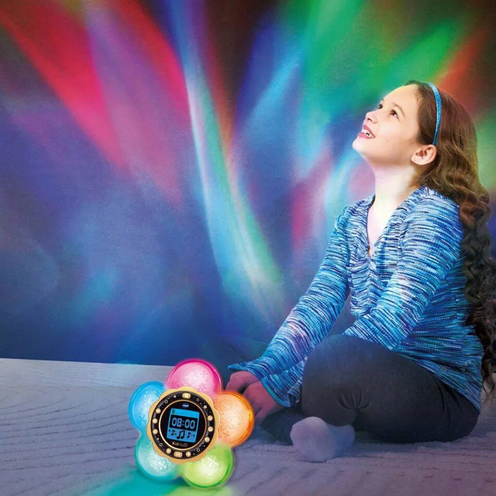Varta Kidimagic Galaxy Light Violet, Radio-réveil Magique 9 en 1 en forme de fleur^ Réveils