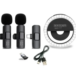 Bontempi Kit réseau sociaux avec microphone cravate et anneau lumineux^ High Tech Et Multimédia