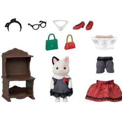 Sylvanian Families La valisette de mode et grande sœur chat bicolore - 5462^ Mini-Univers
