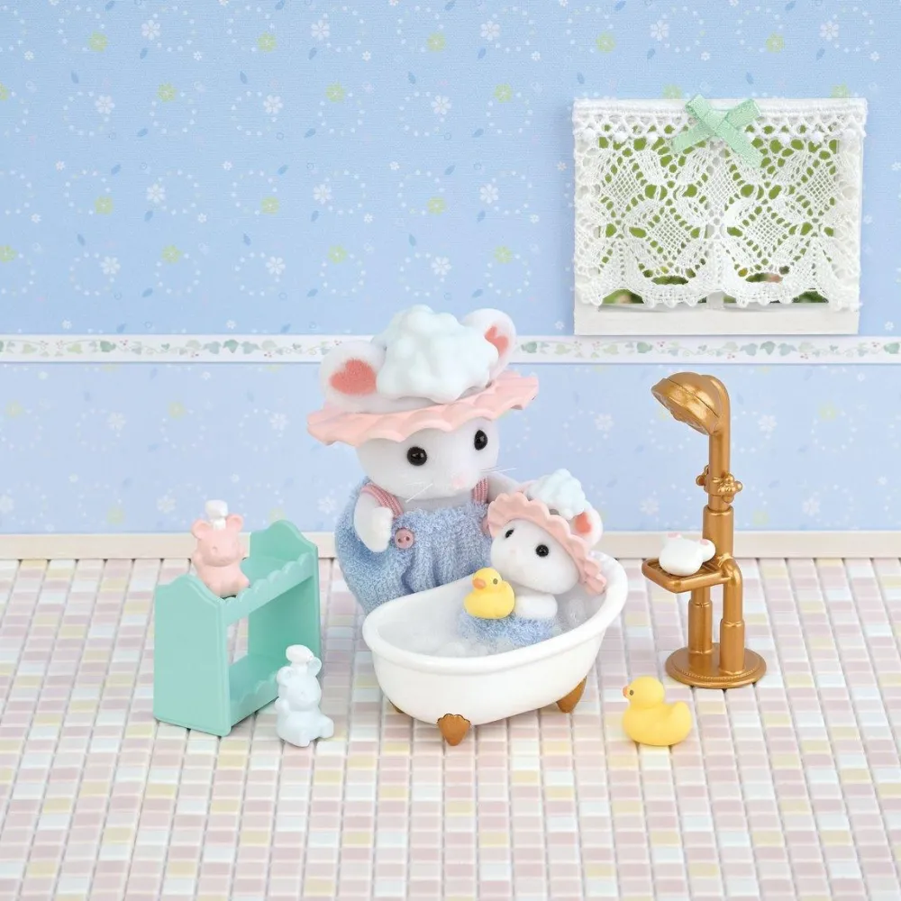 Sylvanian Families Le bain des frères souris marshmallow 5805^ Mini-Univers