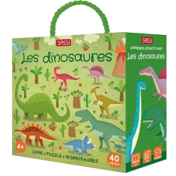 Sassi Les dinosaures - Livre + Puzzle 40 pièces^Enfant Puzzles Bébés Et Enfants