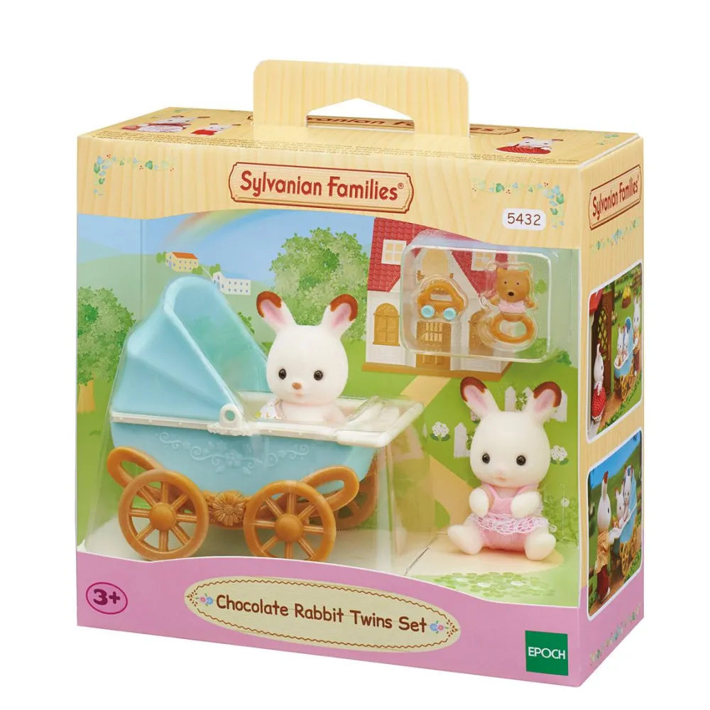 Sylvanian Families Les Jumeaux lapin chocolat et poussette double - 5432^ Mini-Univers|Les Héros Et Personnages