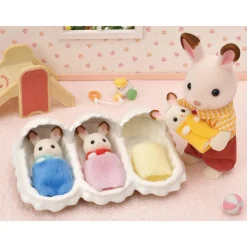 Sylvanian Families Les triplés lapin chocolat et accessoires puériculture - 5532^ Mini-Univers|Les Héros Et Personnages