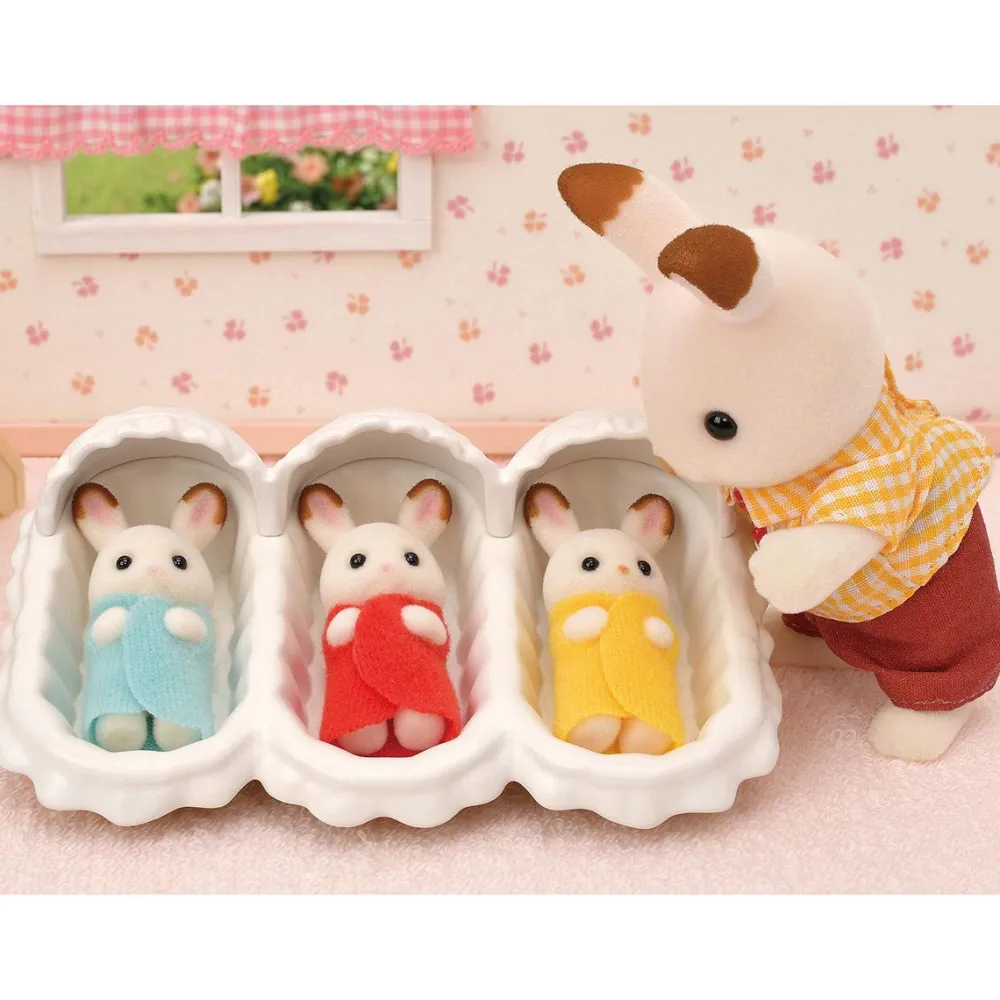 Sylvanian Families Les triplés lapin chocolat et accessoires puériculture - 5532^ Mini-Univers|Les Héros Et Personnages