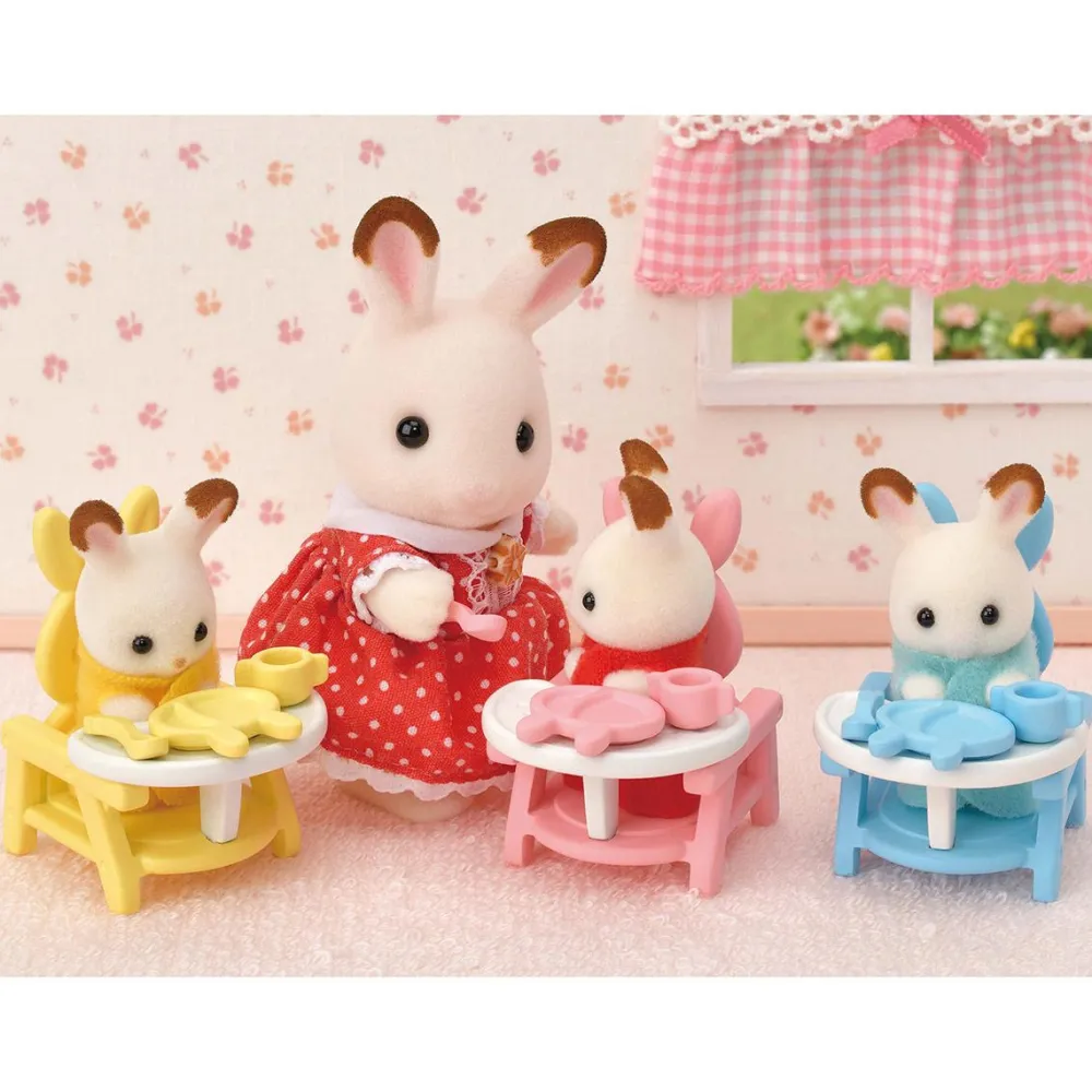 Sylvanian Families Les triplés lapin chocolat et accessoires puériculture - 5532^ Mini-Univers|Les Héros Et Personnages