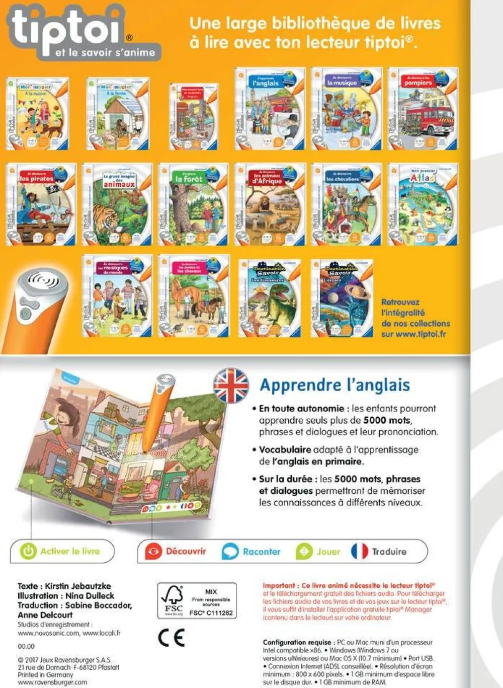 Ravensburger Livre interactif Tip Toi - mon premier livre vocabulaire anglais^ Stylos Interactifs