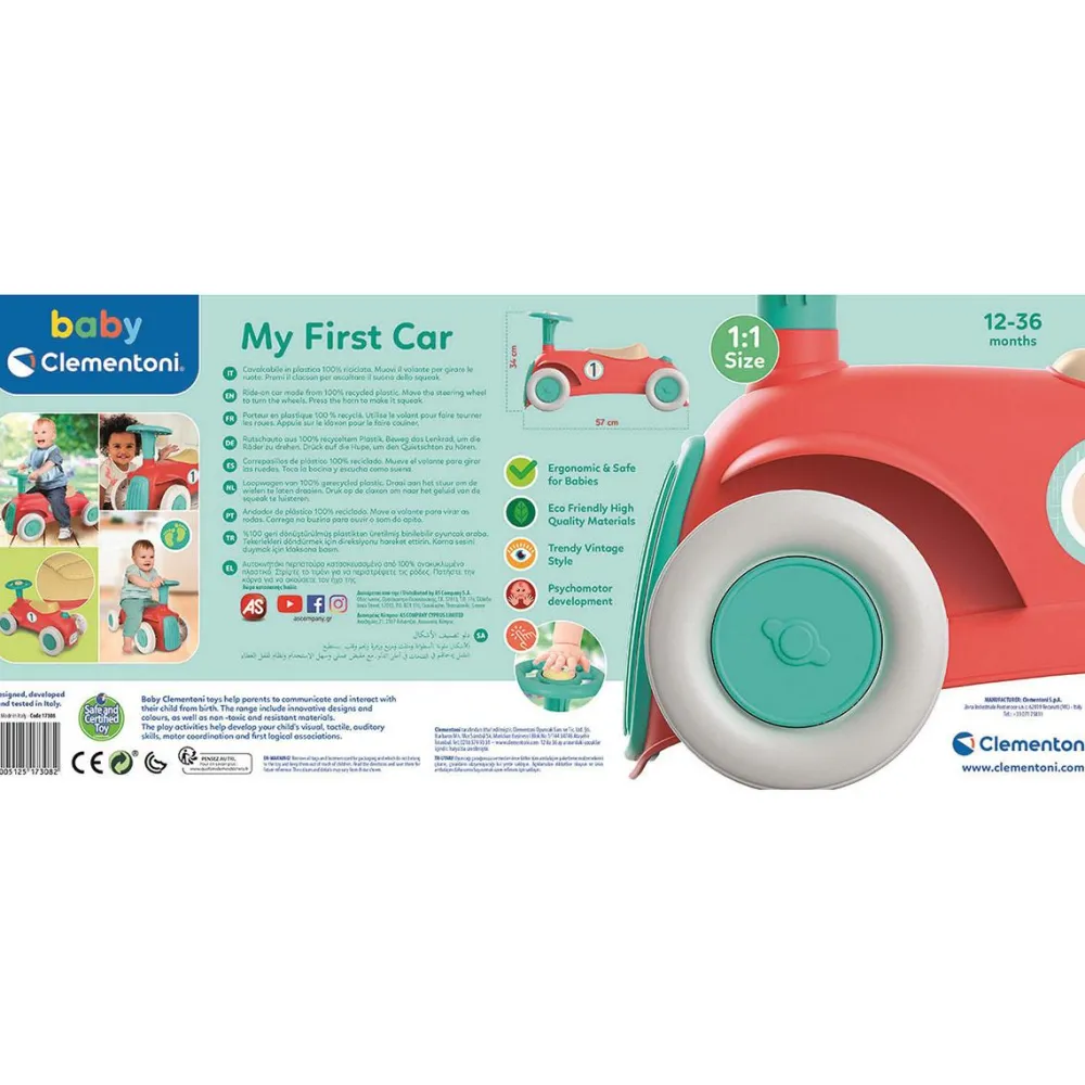 Clementoni Ma première voiture - porteur 100% recyclé^ Trotteurs, Pousseurs, Porteurs Et Bascules
