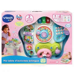 Varta Ma table d'activités bilingue rose^ Apprentissages Des Chiffres Et Calculs|Apprentissage Des Lettres Et Écritures