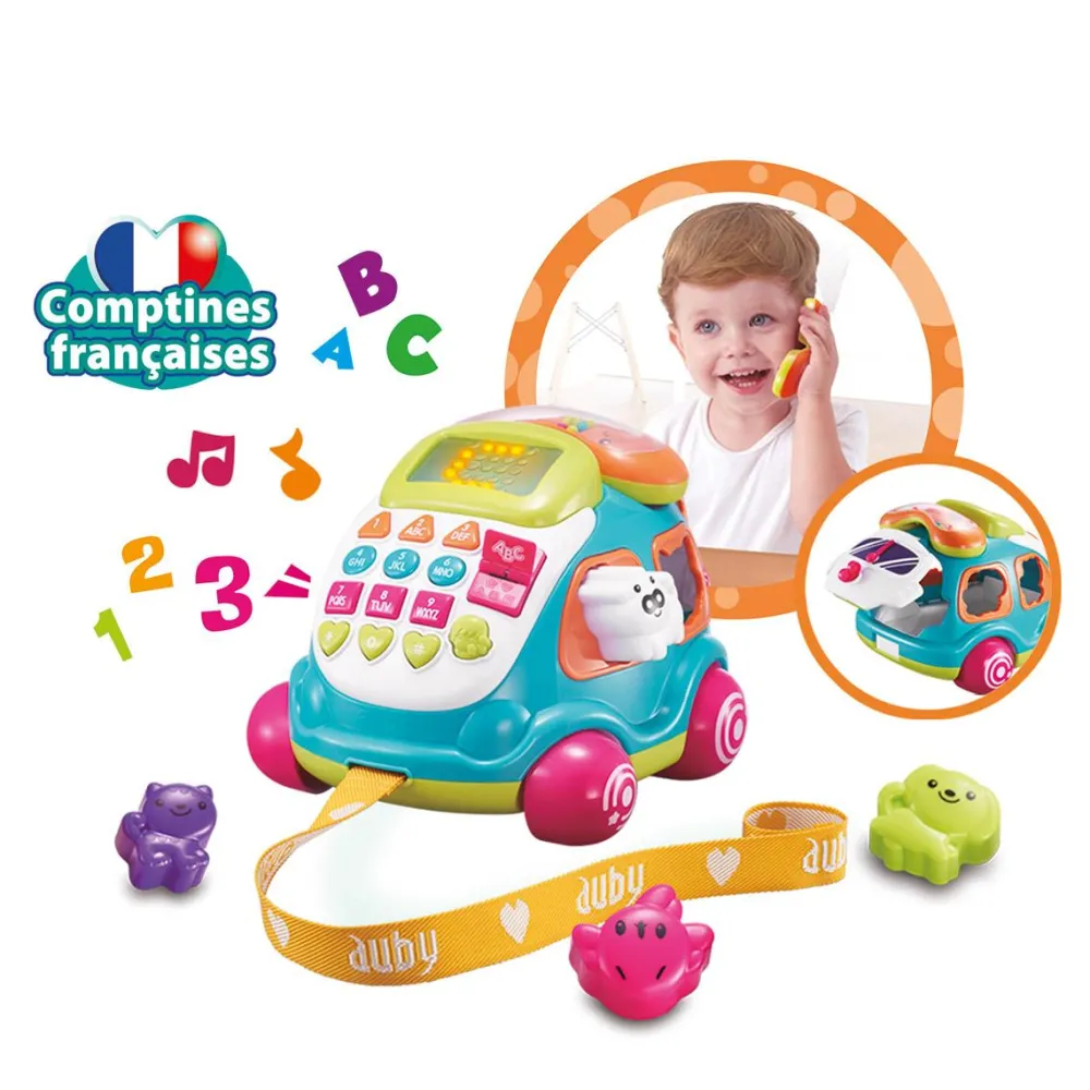 Auby Ma Voiture Téléphone Multi-activités^ Boîtes À Formes|Jouets D'Éveil Électroniques