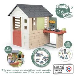Smoby Maison nature + atelier Life^ Maisons, Toboggans Et Jeux D'Extérieur
