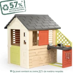 Smoby Maison nature avec cuisine life^ Maisons, Toboggans Et Jeux D'Extérieur
