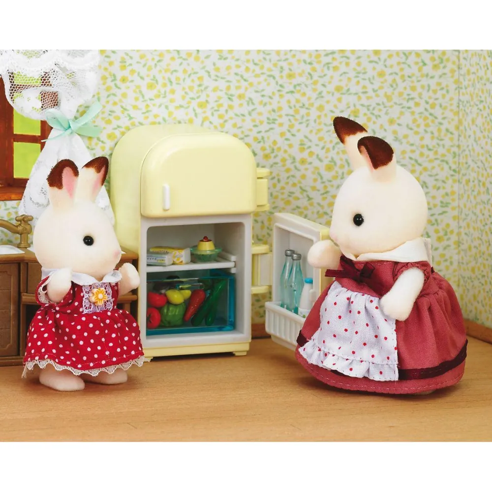 Sylvanian Families Maman Lapin chocolat et réfrigérateur – 2202^ Mini-Univers
