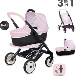 Smoby Maxi cosi poussette landau 3 en 1 Rose^ Poussettes, Landaus Et Couffins