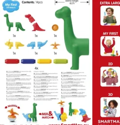 Smart Games Mes premiers dinosaures Smart Max^ Jeux De Construction Aimantés Et Magnétiques