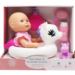 Cerise & Capucine Mon bébé et sa bouée licorne^ Poupées Classiques