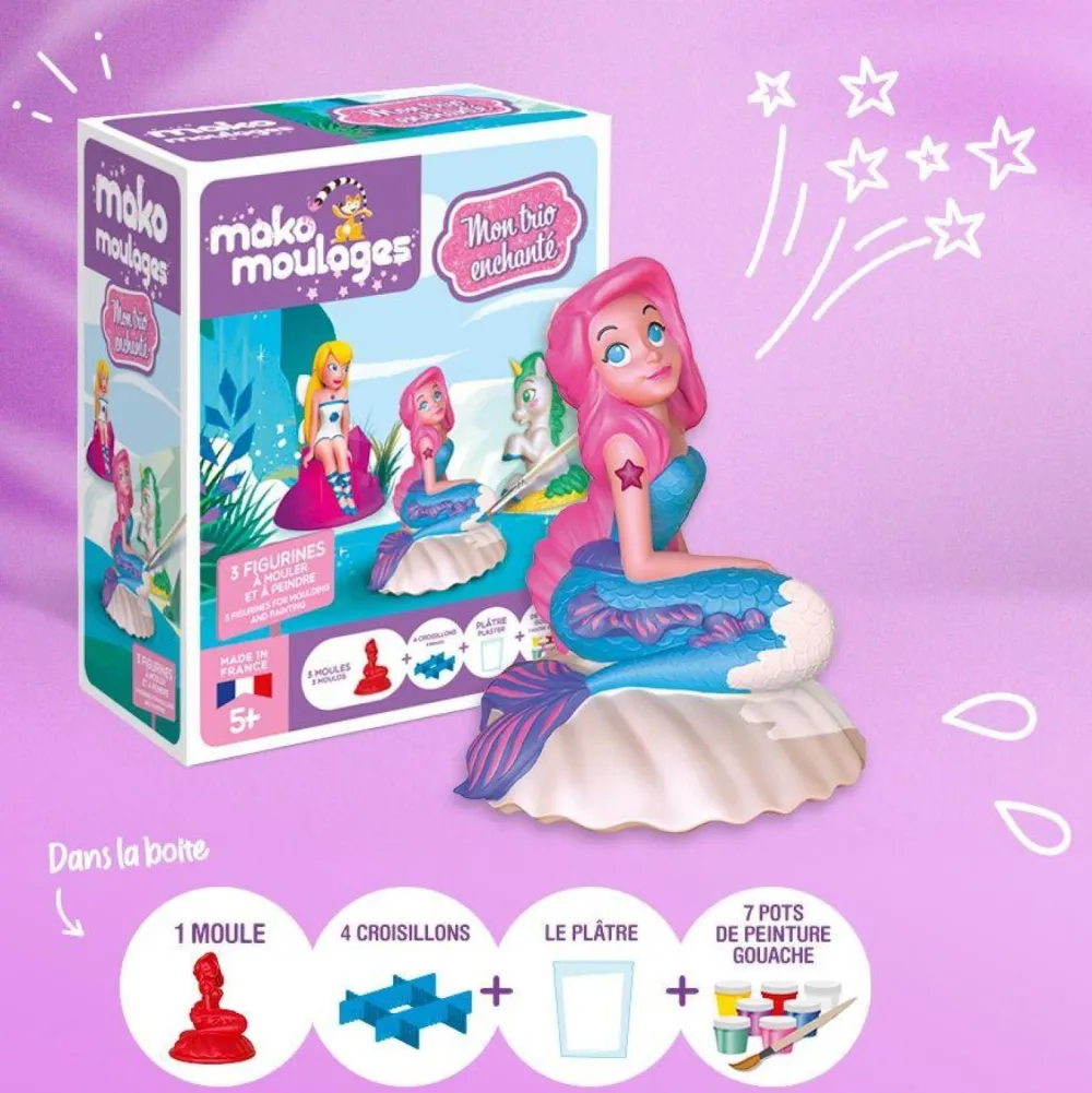 Mako Mon trio enchanté - fée, sirène et licorne Moulages^ Modelage Et Moulage