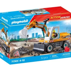 Playmobil Pelleteuse mécanique et ouvrier Action Heroes 71749^ La Ville, La Police Et Les Secours
