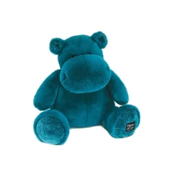 Doudou et Compagnie Peluche Hippopotame Hip'Cool Bleu Canard 40 cm^ Peluches Animaux
