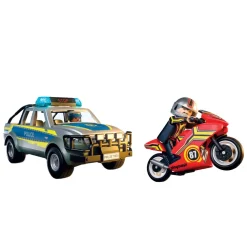 Playmobil Pick-up de police, moto & 2 personnages City action 71875^ La Ville, La Police Et Les Secours