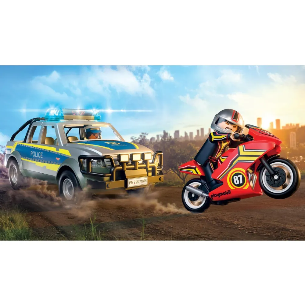 Playmobil Pick-up de police, moto & 2 personnages City action 71875^ La Ville, La Police Et Les Secours