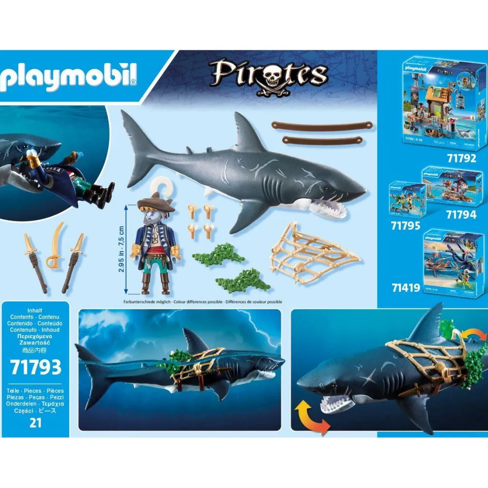 Playmobil Pirate et requin avec mâchoire articulée Pirates 71793^ Les Pirates, Chevaliers, Cowboys Et Indiens