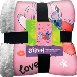 WTT Plaid sherpa Stitch et Angel Kiss Love Pink^ Mobilier Et Décoration
