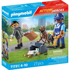 Playmobil Policier avec chien de recherche et voleur ACTION HEROES 71731^ La Ville, La Police Et Les Secours