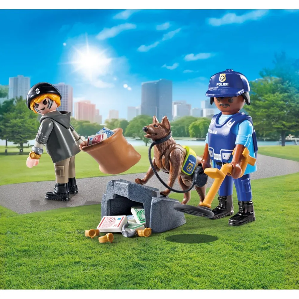 Playmobil Policier avec chien de recherche et voleur ACTION HEROES 71731^ La Ville, La Police Et Les Secours