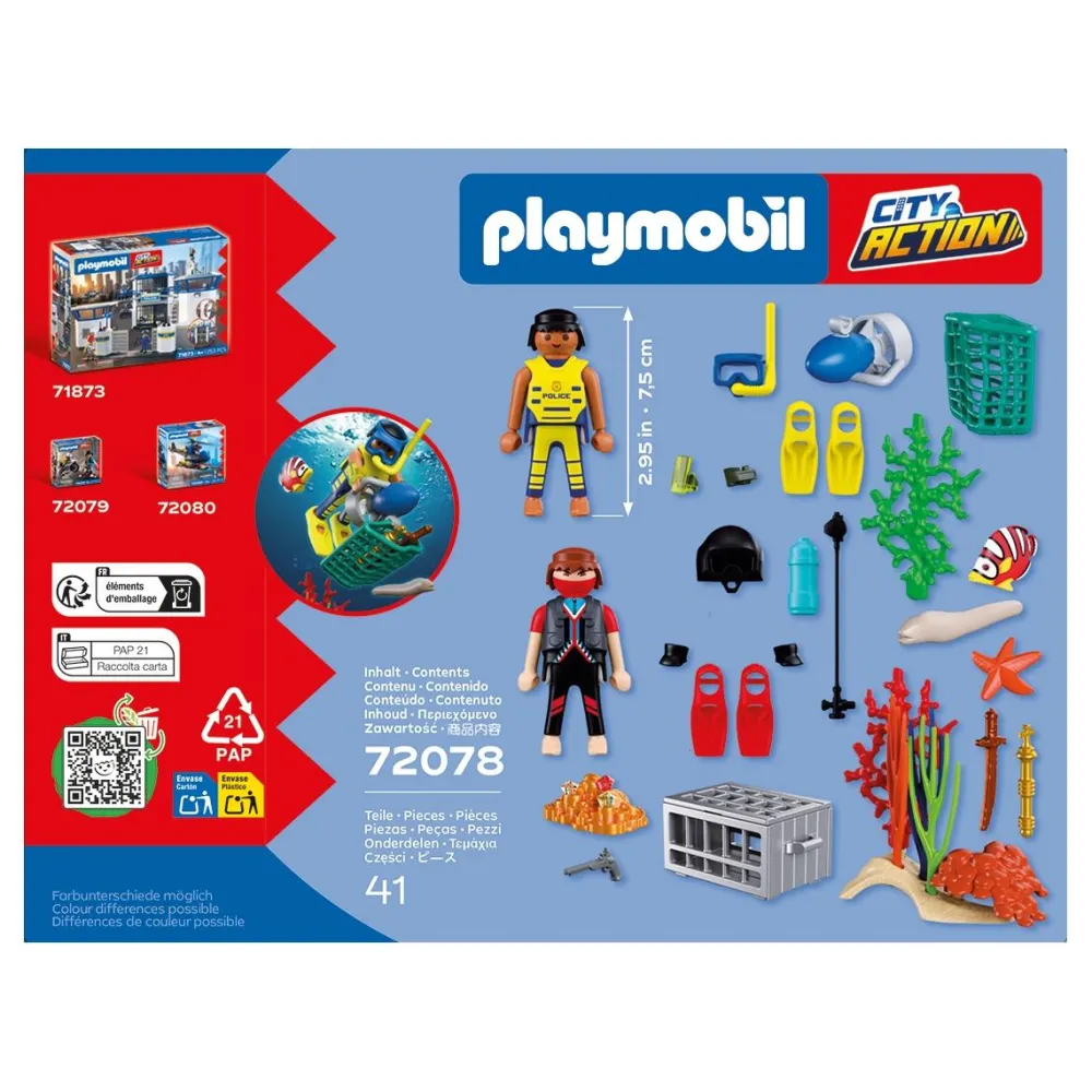 Playmobil Policiers plongeurs et trésor - City Action 72078^ La Ville, La Police Et Les Secours