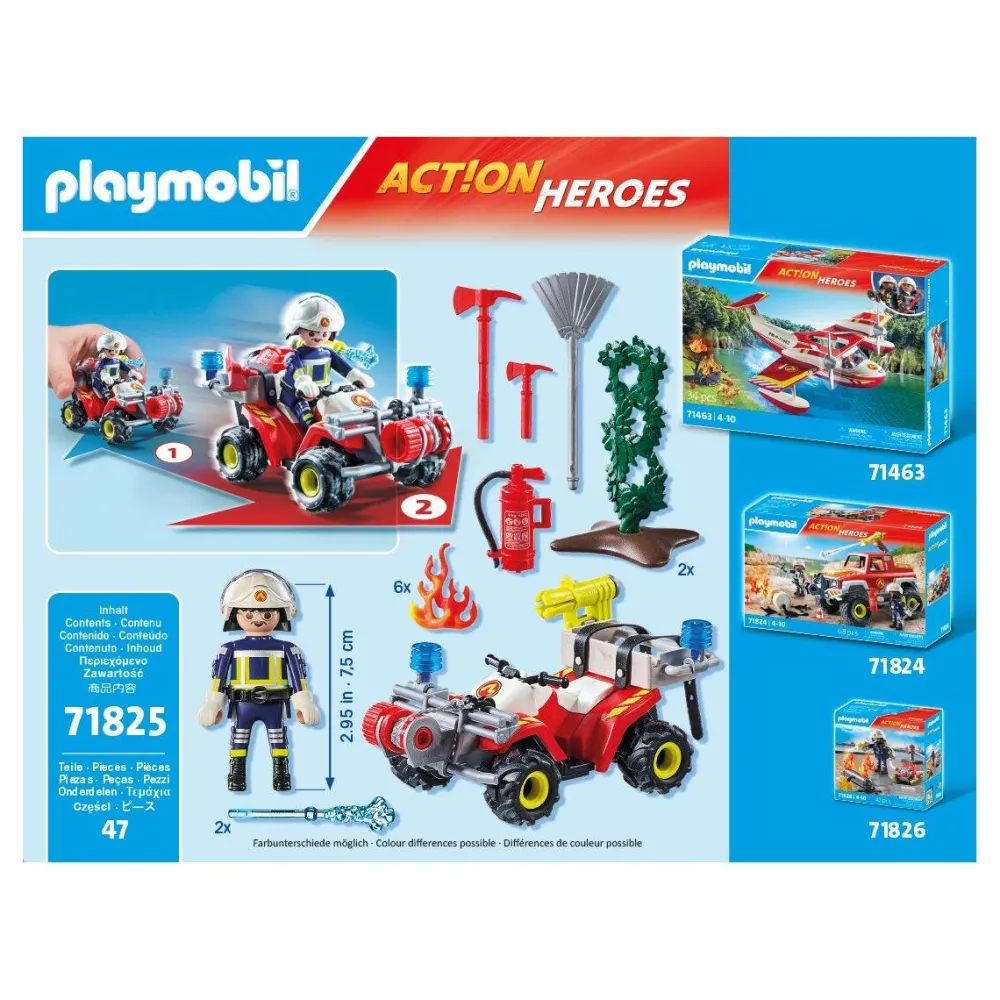 Playmobil Pompier avec quad et arbustes enflammés ACTION HEROES 71825^ La Ville, La Police Et Les Secours